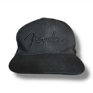 FENDER Black Raised Embroidered Logo Snap Back Baseball Cap